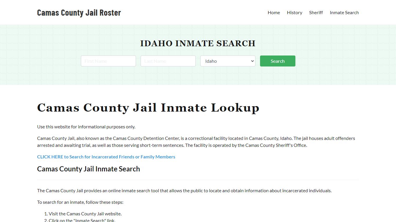 Camas County Jail Roster Lookup, ID, Inmate Search