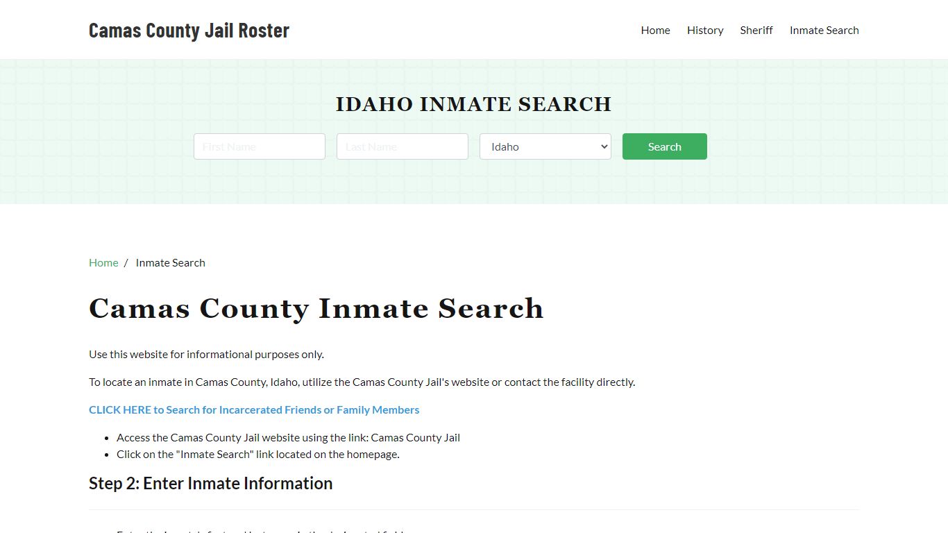 Camas County, ID Detainee Lookup